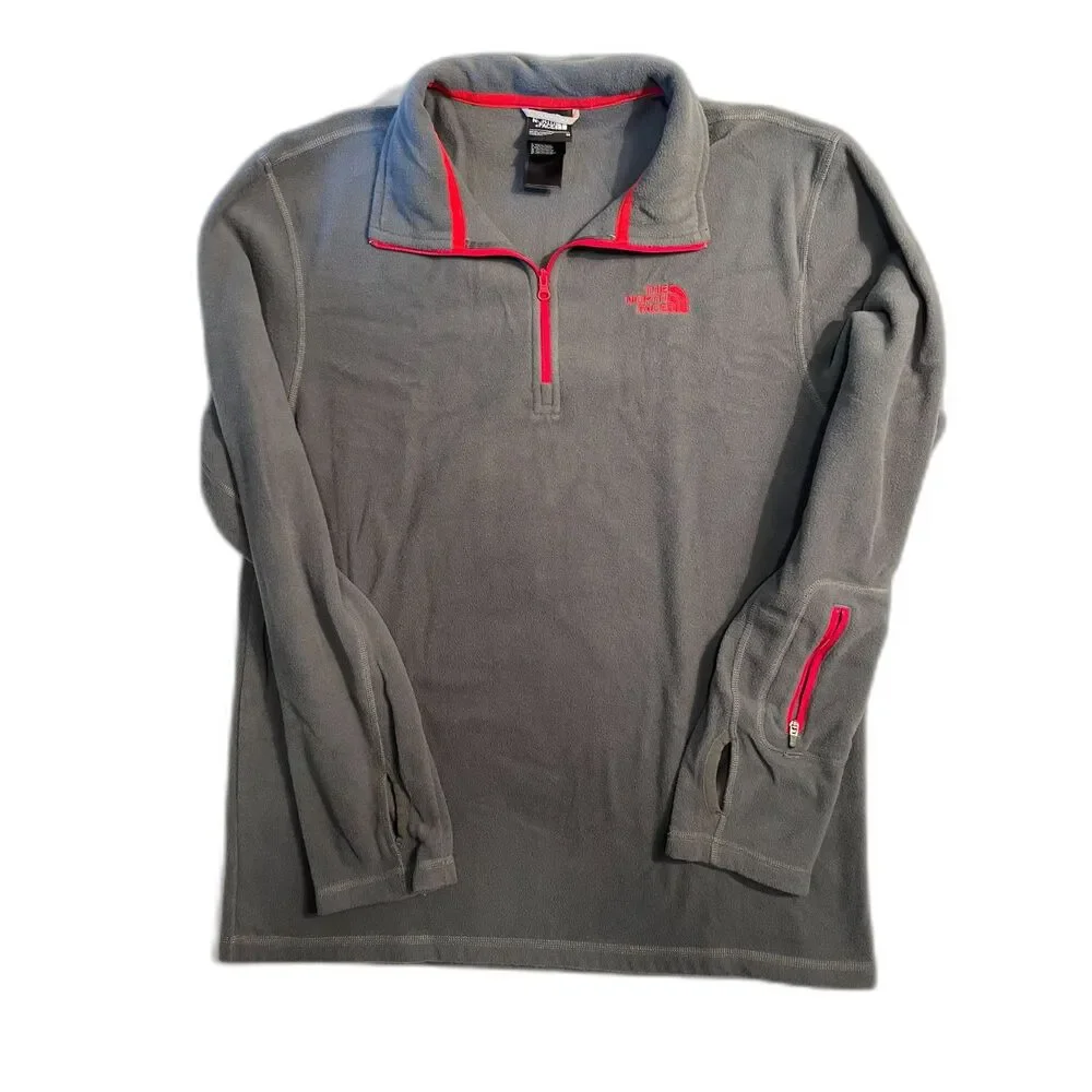 The North Face 1/4 Zip Shirt Men’s M Gray Red Accents Long Sleeve EUC